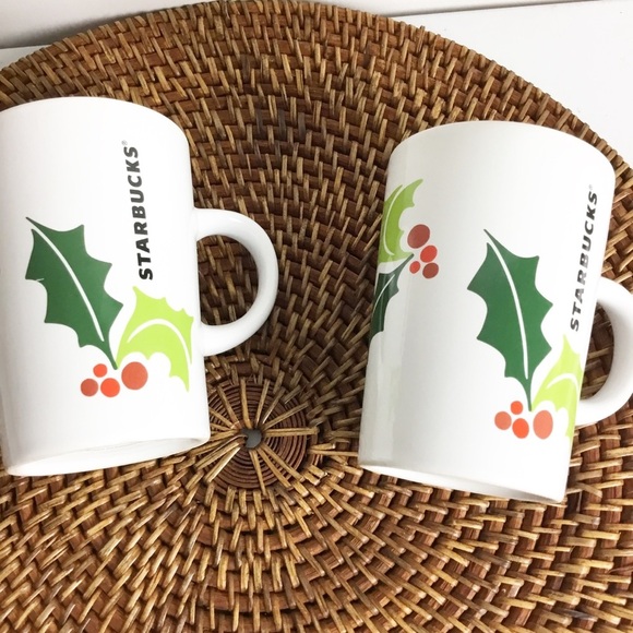 Starbucks Set Of 2 Holly Christmas Cups Mugs - Picture 6 of 6